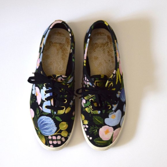Limited Edition Keds x Rifle Paper Co Champion Black Floral Sneaker - Picture 2 of 8